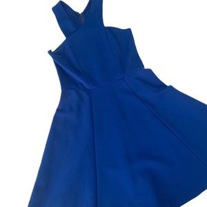 express blue halter mini dress